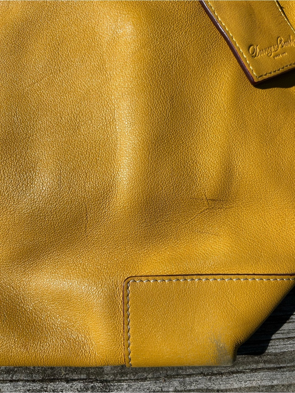 Dooney & Bourke Leather Tote in Mustard - Picture 6 of 9